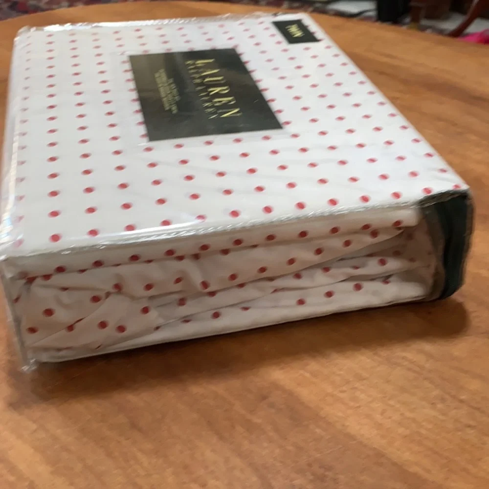 Lauren Ralph Lauren one twin sheet set red polka dot bed sheets